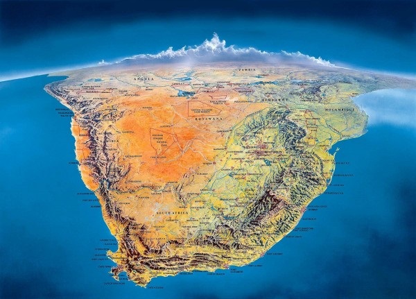Southern Africa Topography Map